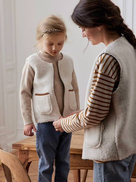 Omkeerbaar mouwloos vest voor kinderen familie-capsulecollectie ecru - vertbaudet enfant 