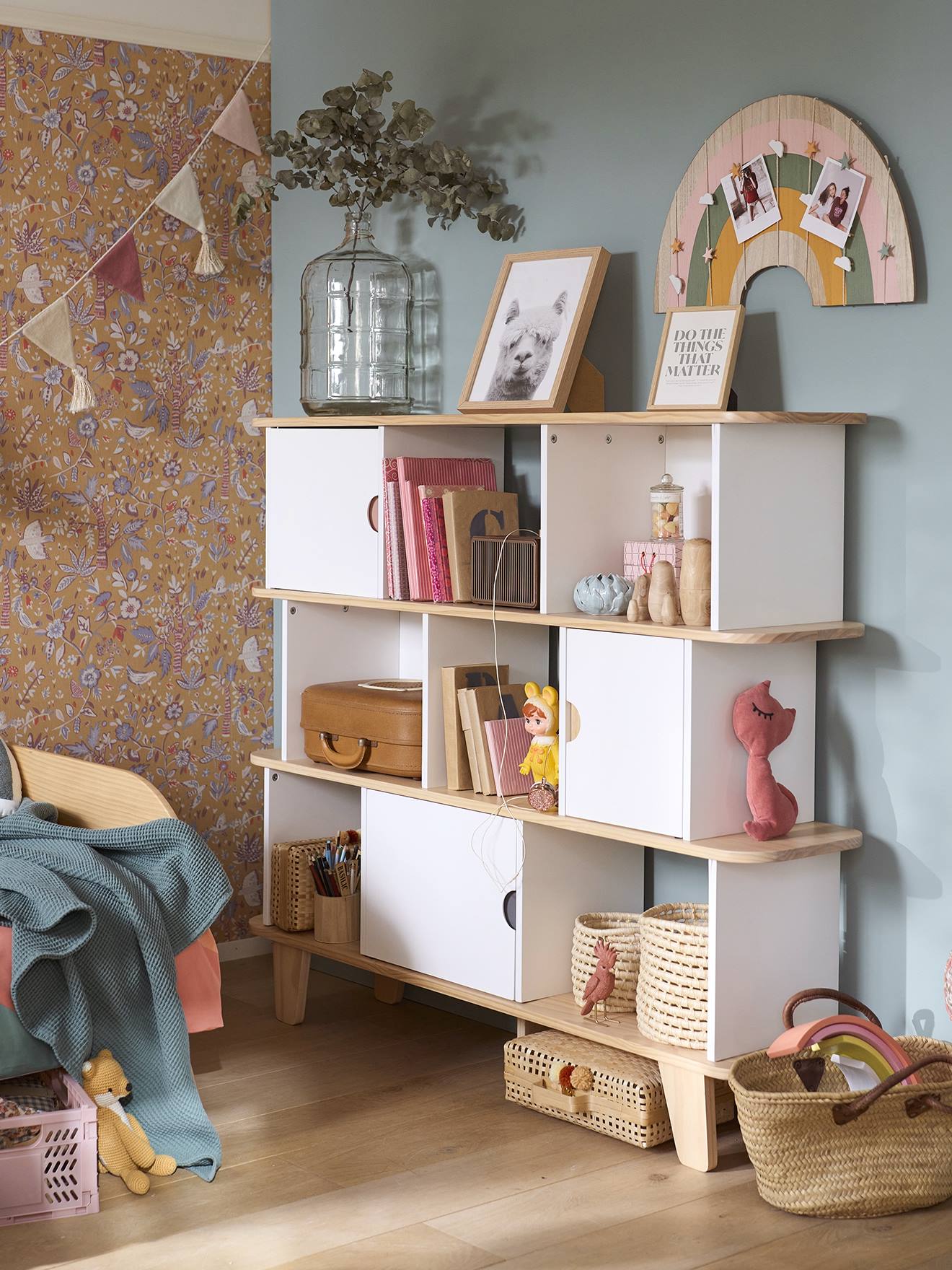 Bibliotheekplank LINE SEVENTIES wit - hout