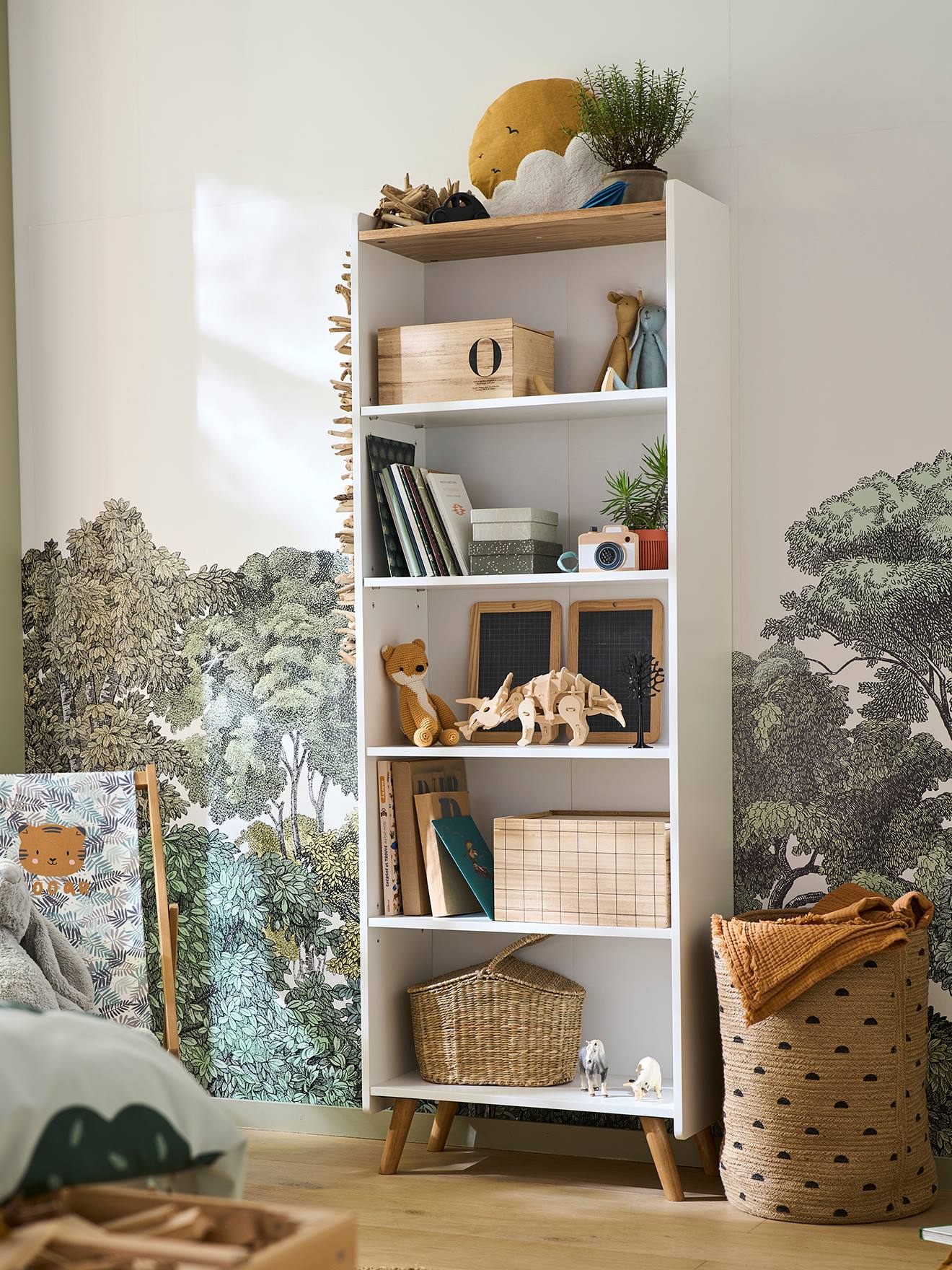 Boekenkast LIGNE CONFETTI wit/hout