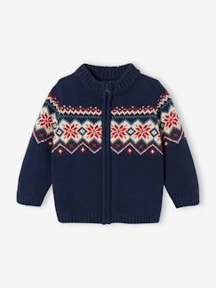 -Baby Strickjacke mit Reissverschluss, Jacquardstrick