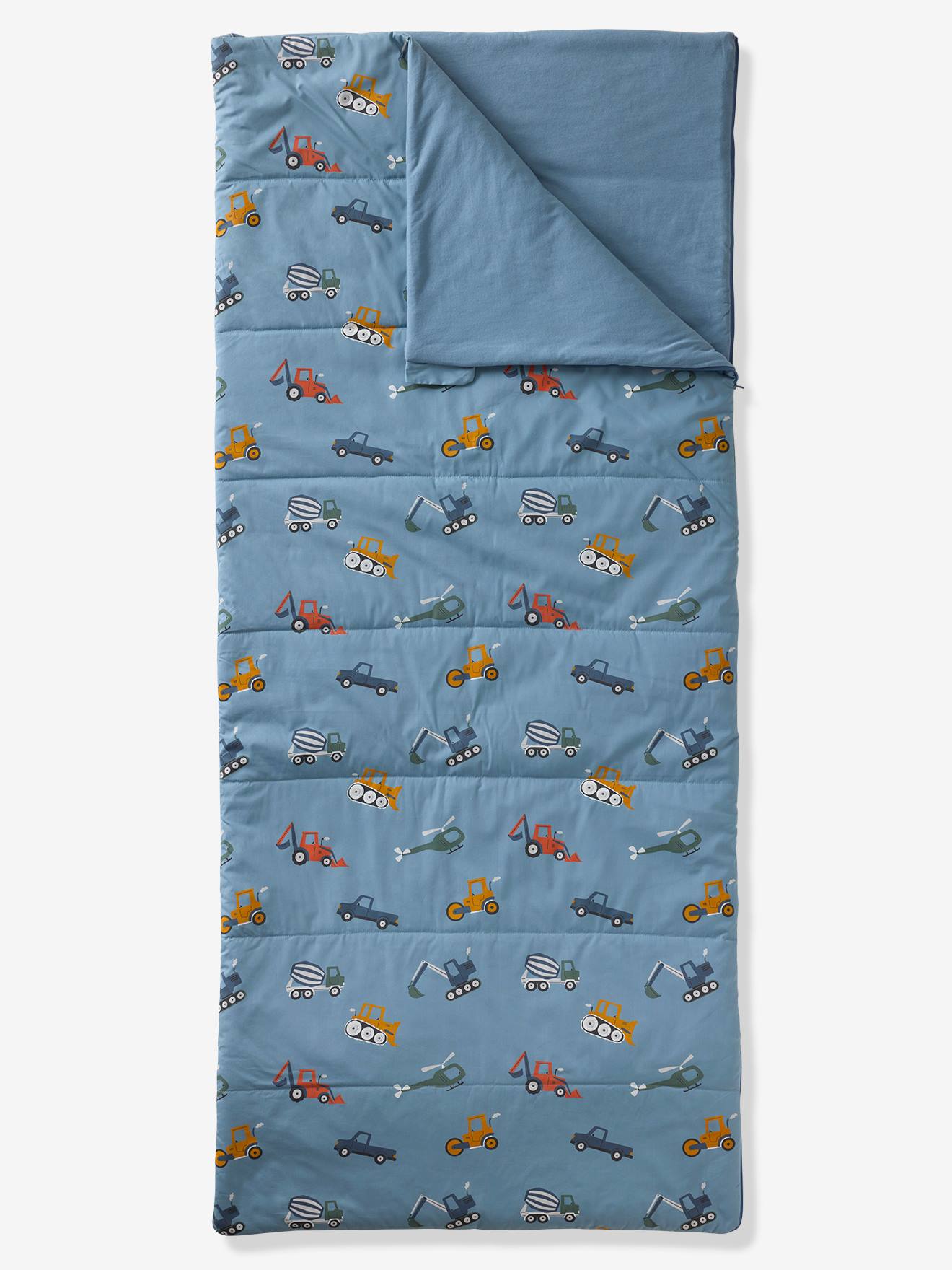 Slaapzak met gerecycled katoen blauw, bedrukt