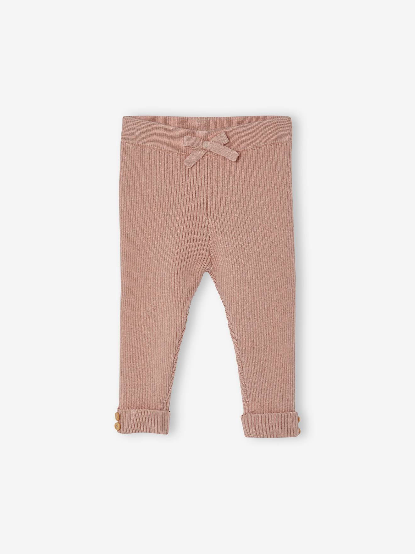 Tricot babylegging roze (poederkleur)