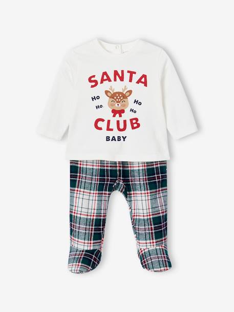 2-delige kerstpyjama voor baby's 'Santy Club' familie-capsulecollectie ecru - vertbaudet enfant 
