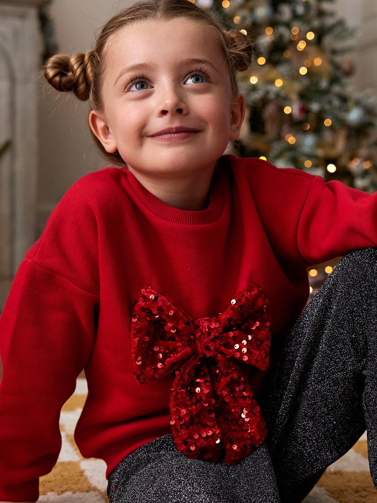 Kerstsweater voor meisjes met lovertjes rood