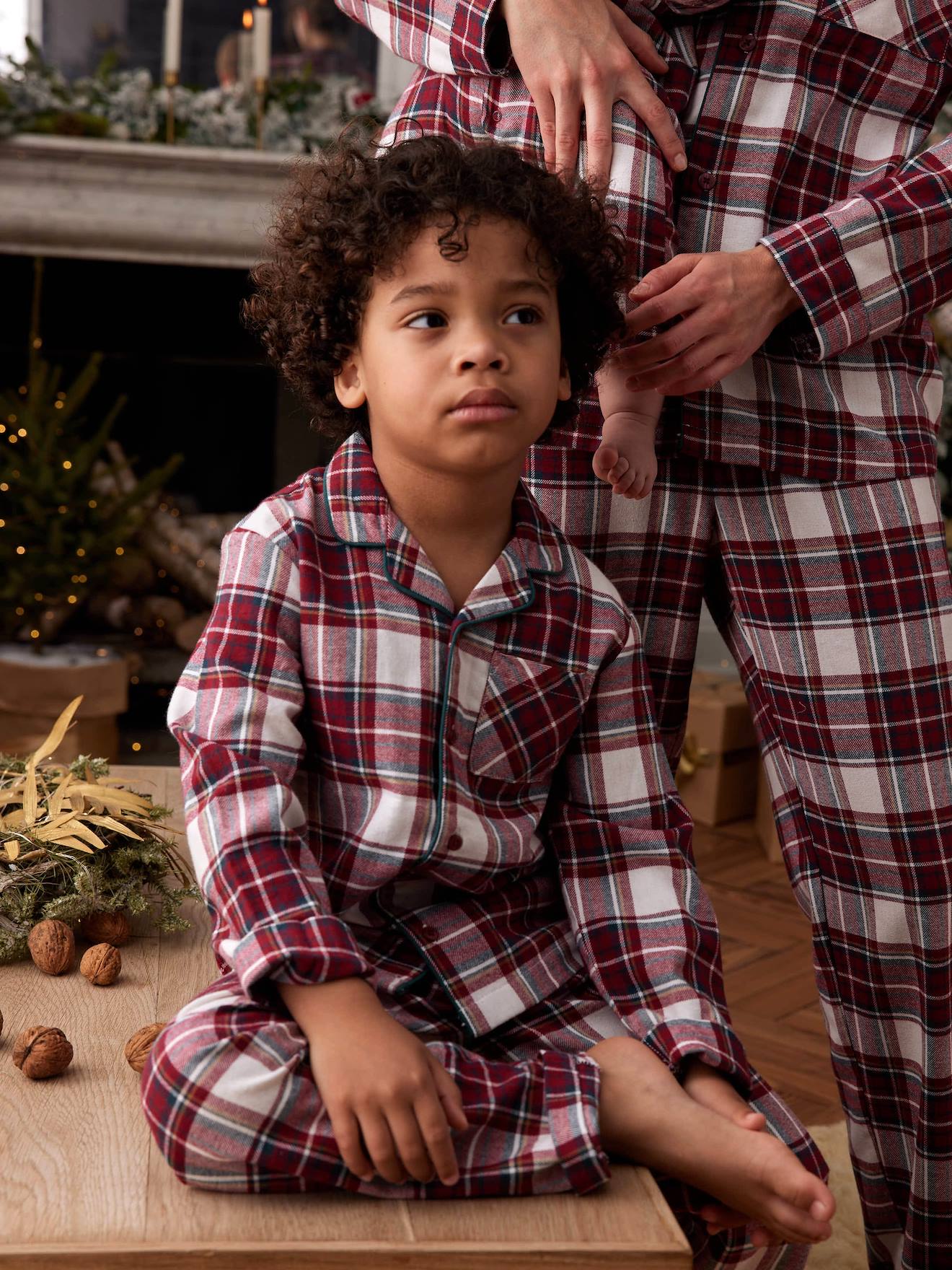 Geruite kerstpyjama voor kinderen familie-capsulecollectie rood, geruit