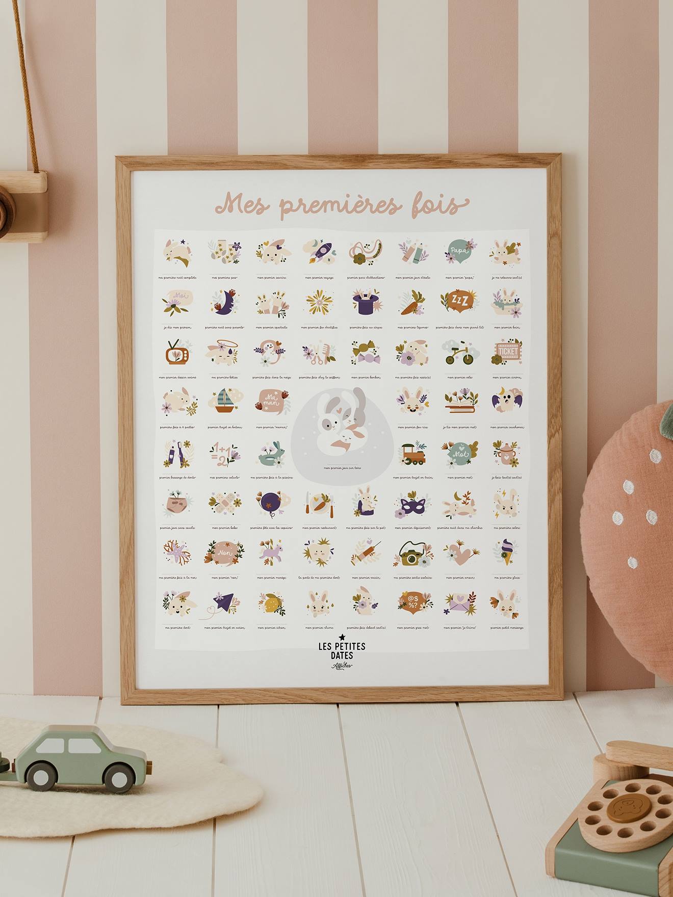 Poster Mijn eerste keren - Konijn - LES PETITES DATES beige