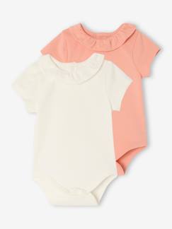Baby-Body-Set van 2 rompers voor baby met sierkraag met korte mouwen