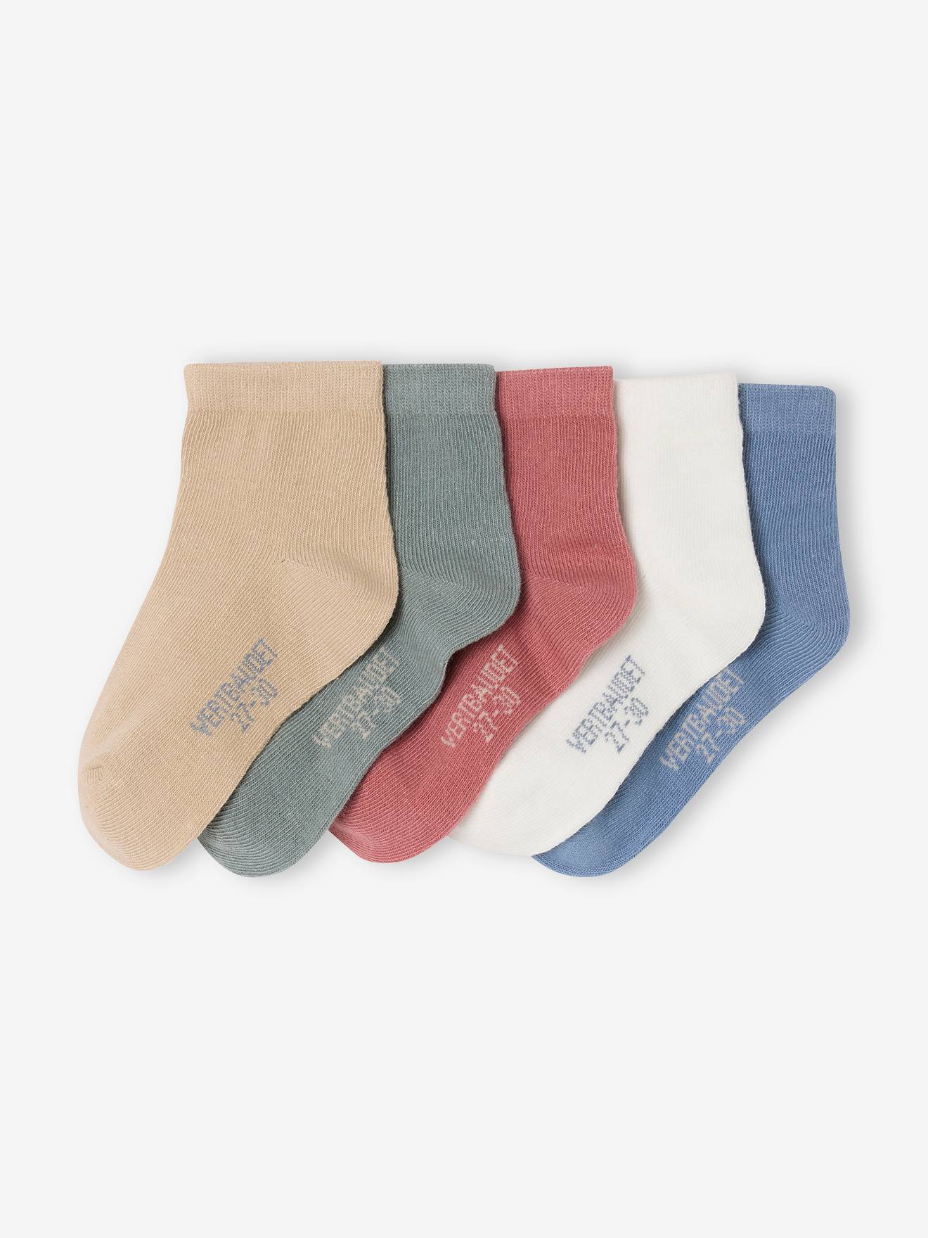 Set van 5 paar kniekousen voor jongens Basics beige