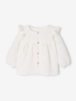 Baby-Overhemd, blouse-Babyblouse van katoengaas met ruches