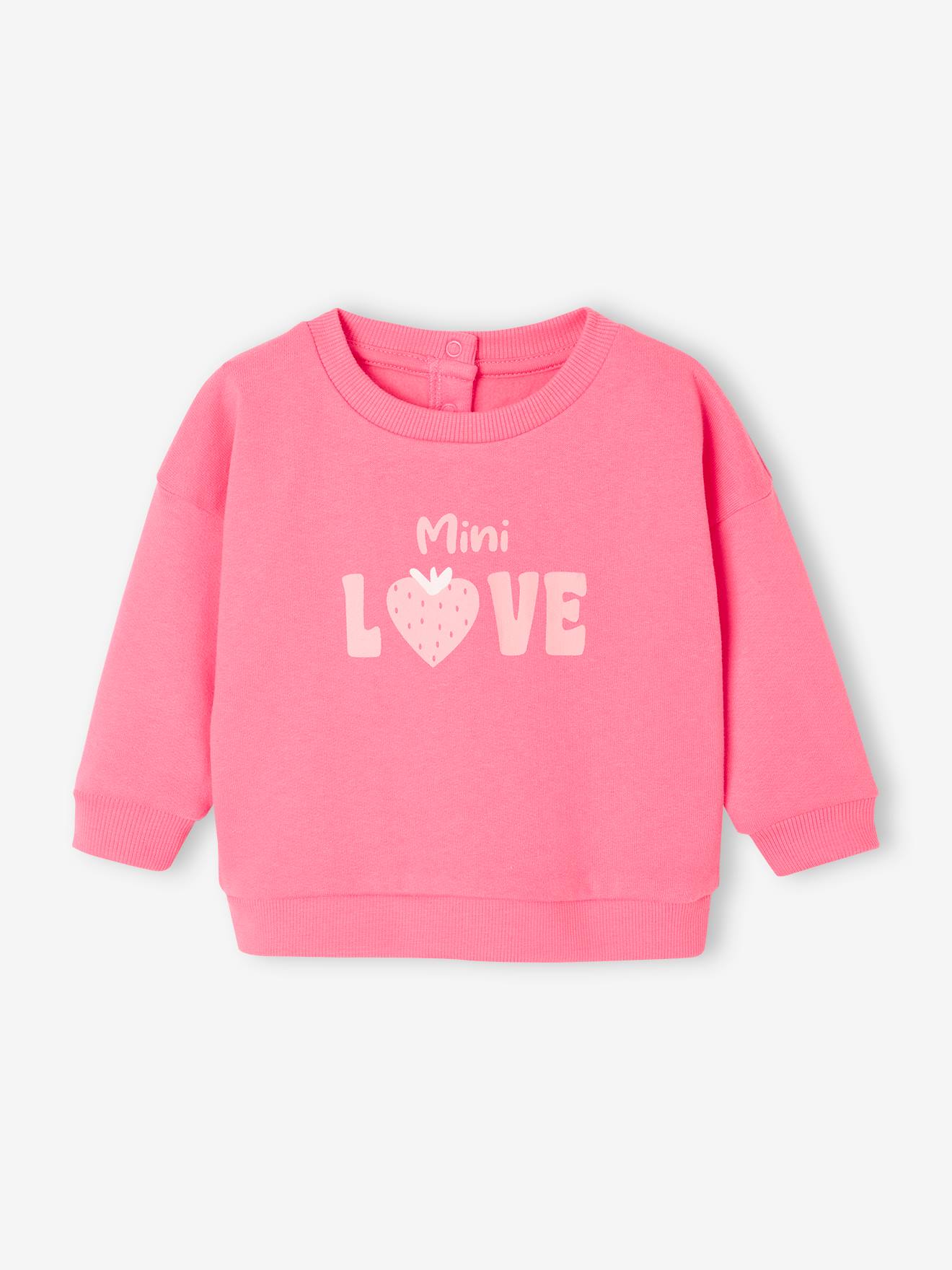 Basics babysweatshirt met drukknopen op de rug rozen