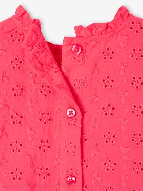 Meisjesblouse met ruches van Engels borduurwerk lichtroze+snoepjesroze+wit - vertbaudet enfant 