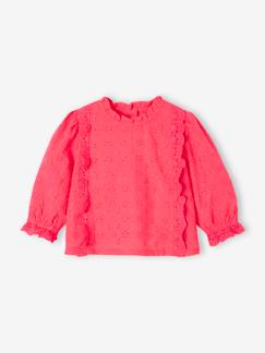 Baby-Overhemd, blouse-Meisjesblouse met ruches van Engels borduurwerk