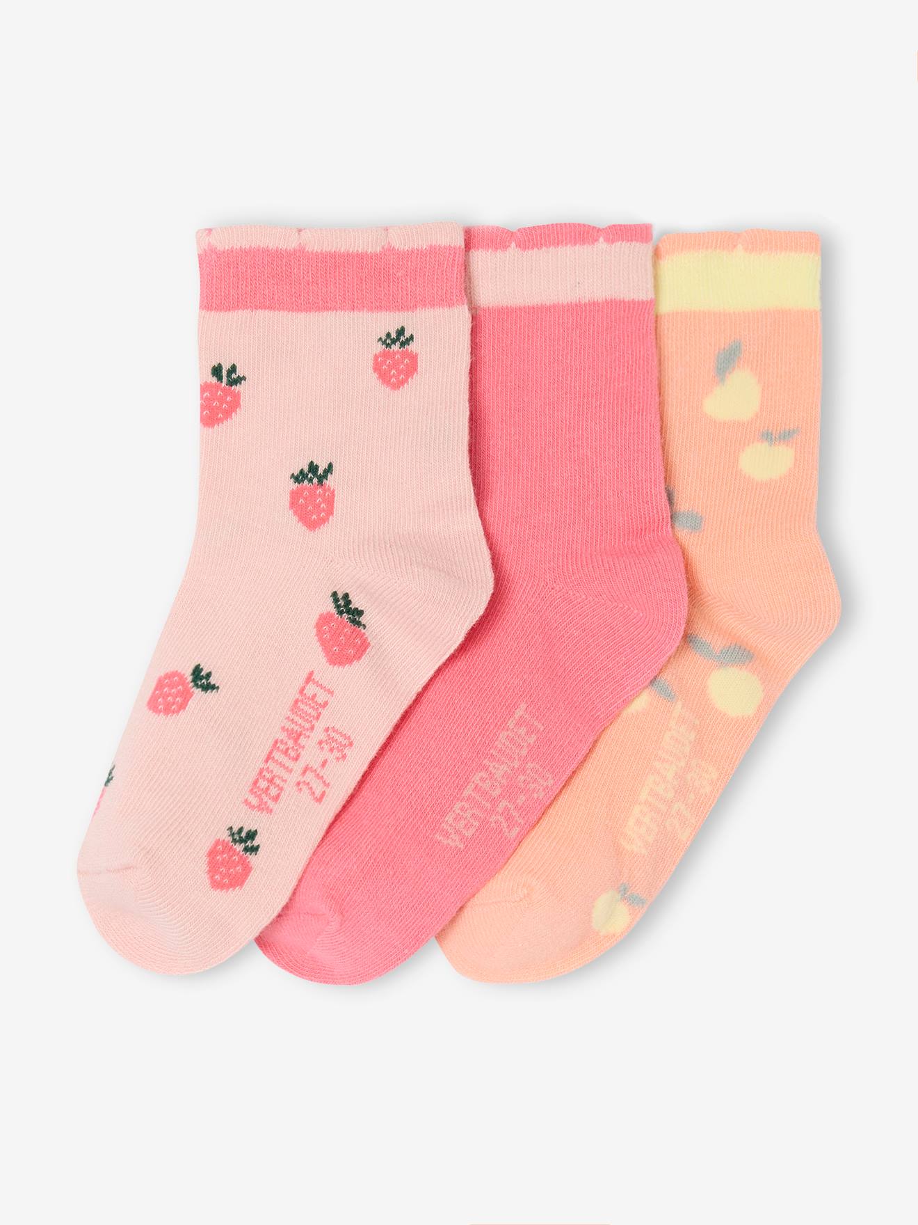Set van 3 paar kniekousen met fruit voor meisjes rozen
