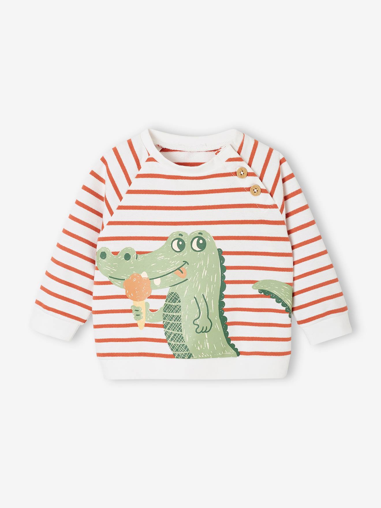Gestreept sweatshirt van molton baby terracottategel