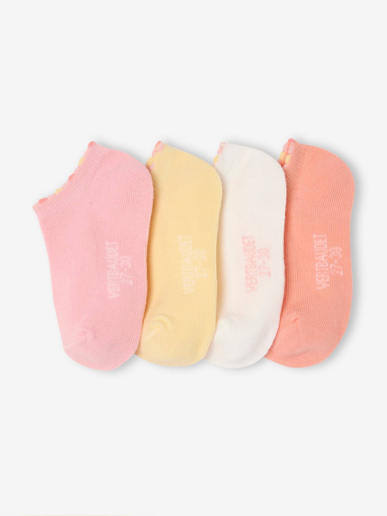 Set van 4 paar meisjessokken Basics snoepjesroze