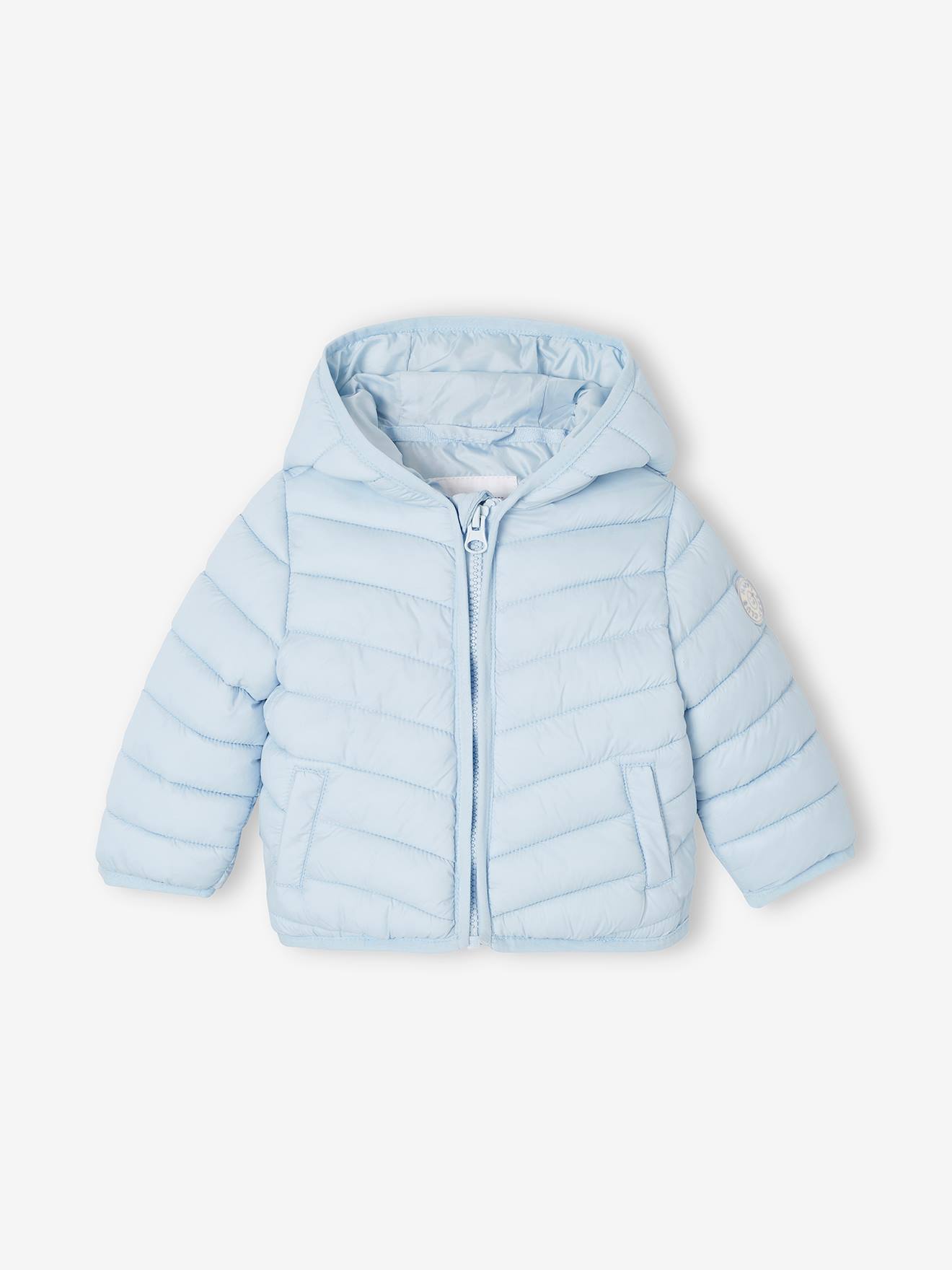 Lichte donsjas met capuchon voor baby's hemelsblauw