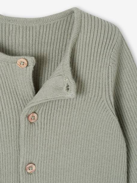 Set met shirt en broek voor baby's van tricot gechineerd lichtgrijs+leigrijs+saliegroen+wit - vertbaudet enfant 