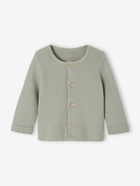 Set met shirt en broek voor baby's van tricot gechineerd lichtgrijs+leigrijs+saliegroen+wit - vertbaudet enfant 