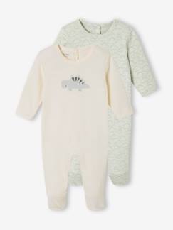 Baby-Pyjama, surpyjama-Set van 2 fluwelen Dinosaurus slaappakjes
