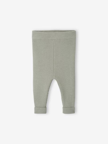 Set met shirt en broek voor baby's van tricot gechineerd lichtgrijs+leigrijs+saliegroen+wit - vertbaudet enfant 