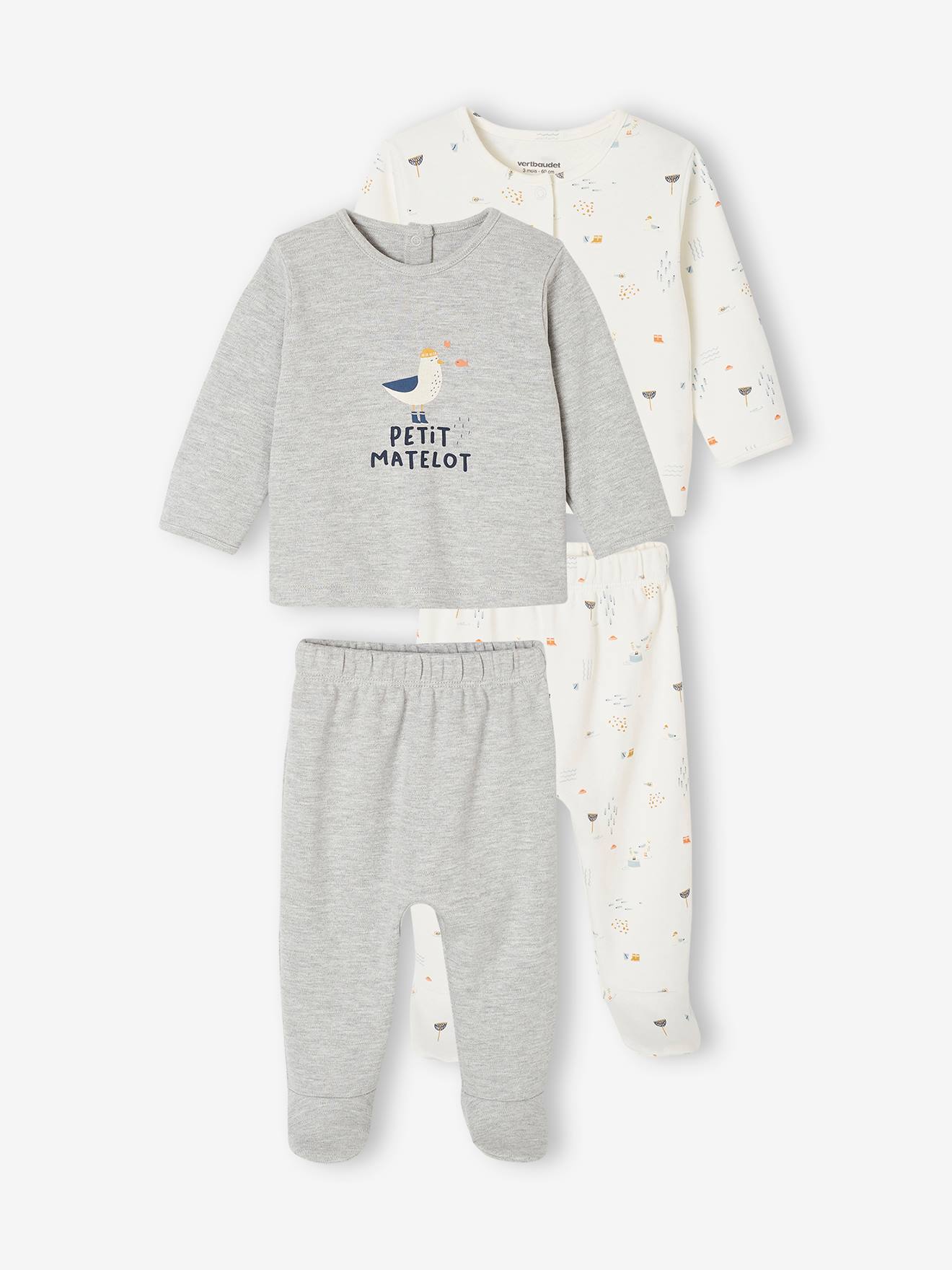 Set van 2 babypyjama's, 2-delig gemêleerd grijs