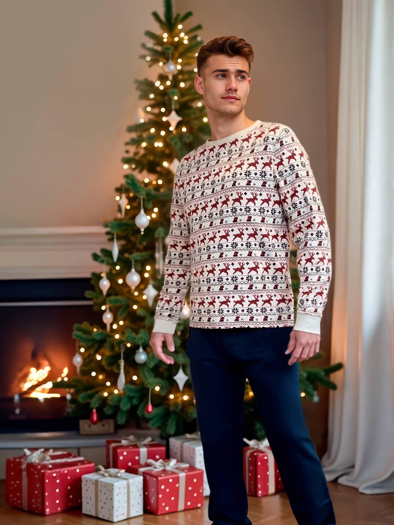 Herren Weihnachts-Schlafanzug Capsule-Kollektion ENVIE DE FRAISE rood