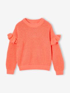 Meisje-Trui, vest, sweater-Trui-Meisjestrui met fantasiesteek en ruches