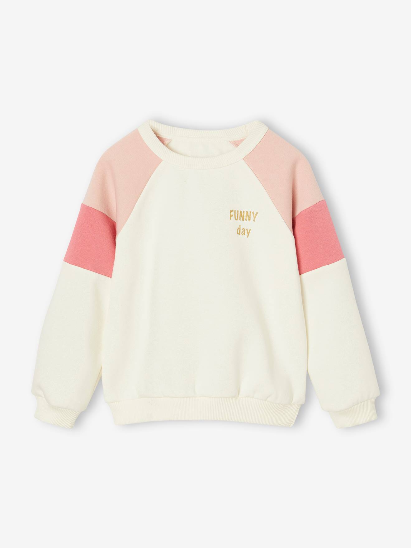 Colorblock meisjessweater ecru