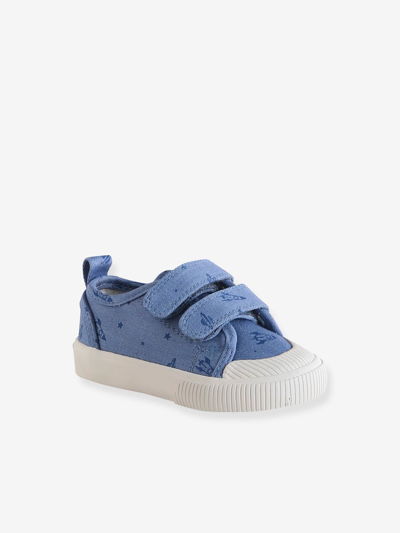 Geweven manden met textielprint voor baby's chambrayblauw