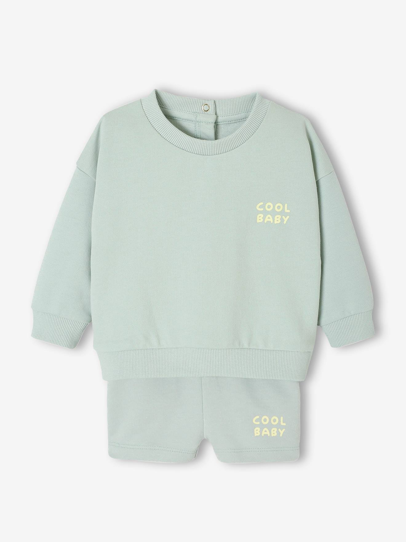 Set sweatshirt + short voor baby's grijsblauw