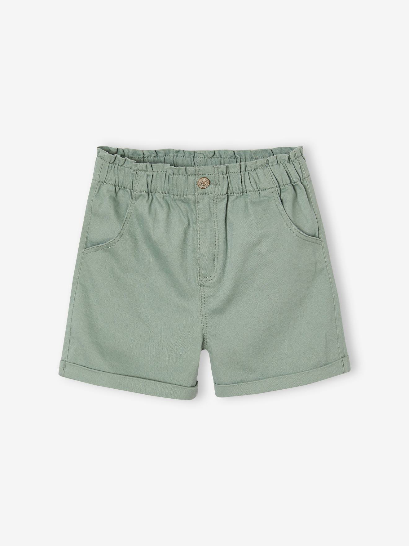 Basics treggingshort voor meisjes gemakkelijk aan te trekken saliegroen