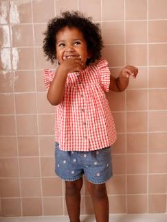 Baby-Short-Baby denim short met madeliefborduursel