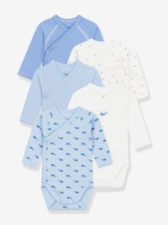 Baby-Body-Set van 5 baby rompertjes met lange mouwen PETIT BATEAU