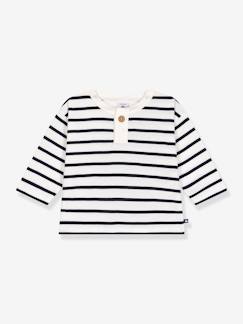 Baby-T-shirt, souspull-Gestreept longsleeveshirt voor baby PETIT BATEAU