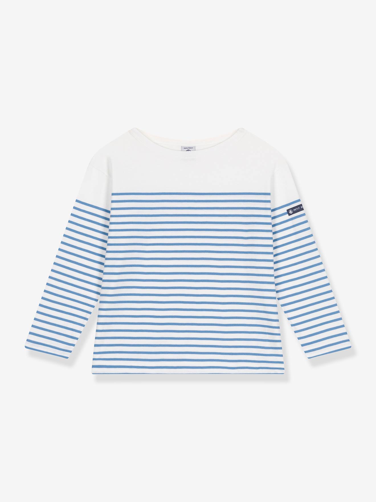 Marinière kind in katoen PETIT BATEAU blauw afbeelding