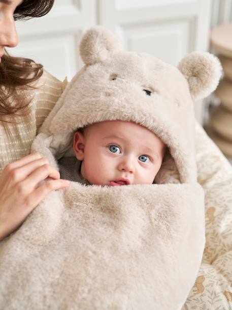 Pluche engelennestje dat kan worden omgevormd Beer beige+beige, bedrukt+kaki+roze, bedrukt - vertbaudet enfant 