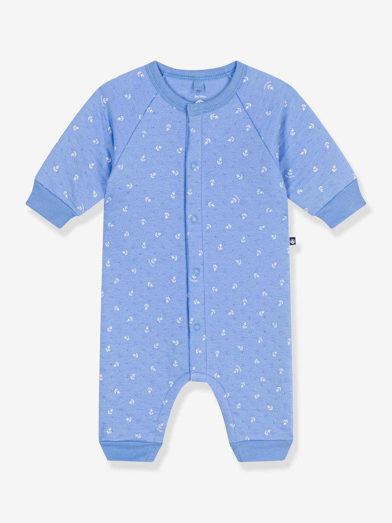 Lange baby-overall met kleine ankers print van PETIT BATEAU blauw afbeelding