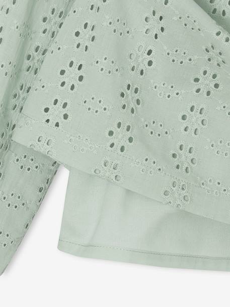 Blouse met ruches van Engels borduurwerk meisje hemelsblauw+saliegroen - vertbaudet enfant 