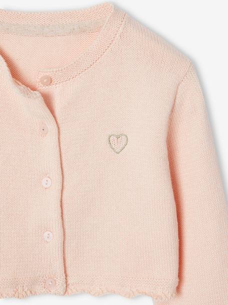 Kort meisjesvest met stikseldetails ecru+grijsblauw+lichtroze - vertbaudet enfant 