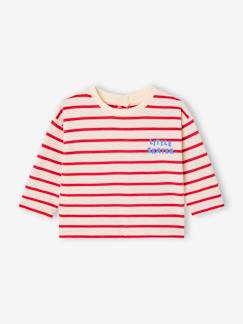 Baby-T-shirt, souspull-Gestroomd T-shirt met drukknoopjes op de rug voor baby's in biologisch katoen