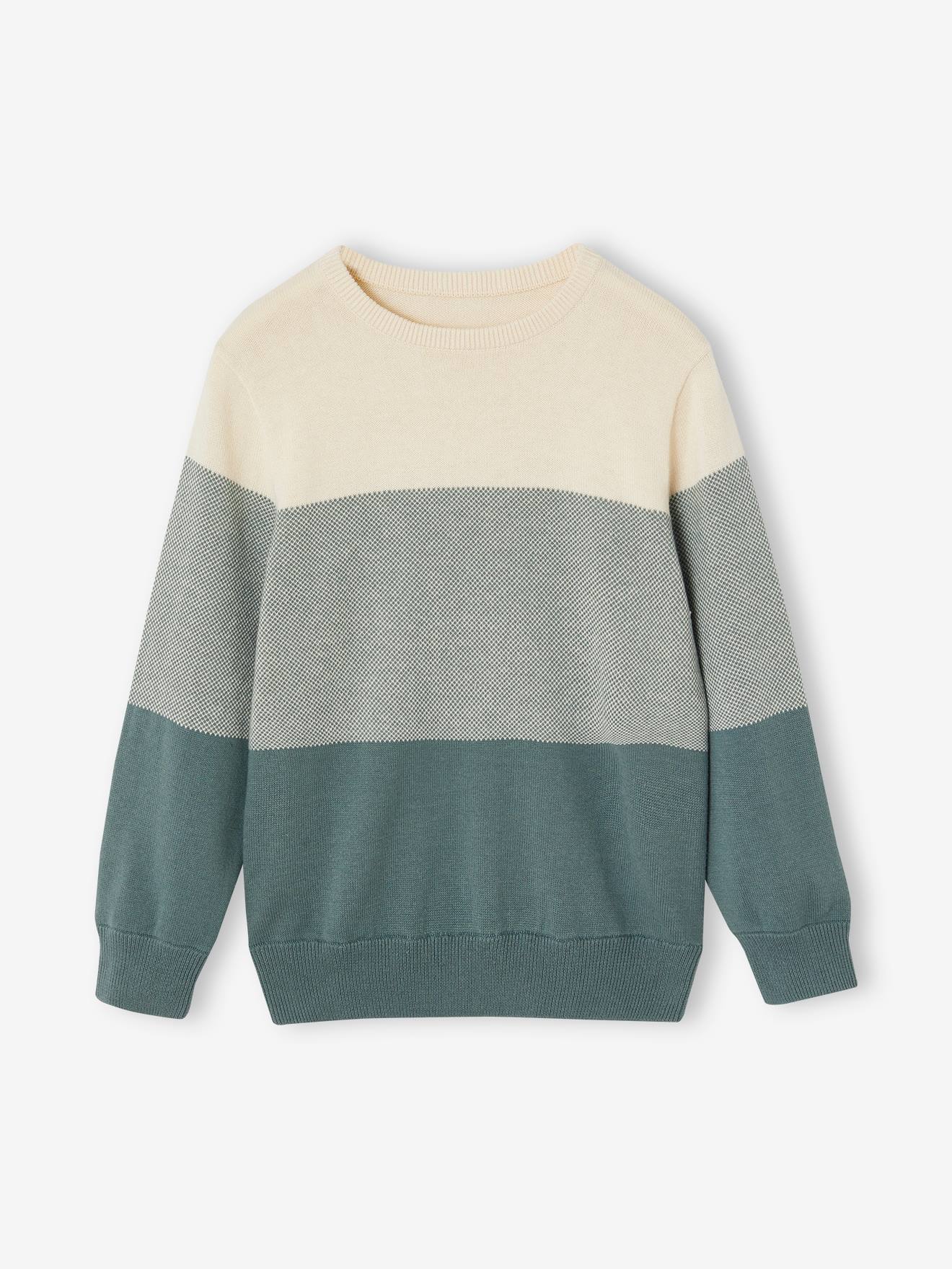 Colorblock jongenstrui met siersteek blauwgroen