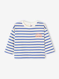 Baby-T-shirt, souspull-Gestroomd T-shirt met drukknoopjes op de rug voor baby's in biologisch katoen
