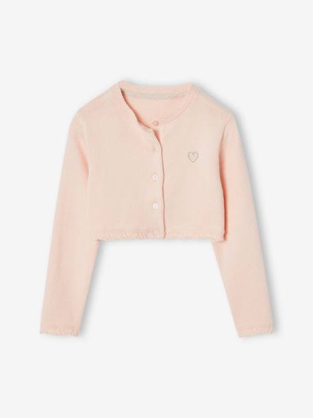 Kort meisjesvest met stikseldetails ecru+grijsblauw+lichtroze - vertbaudet enfant 