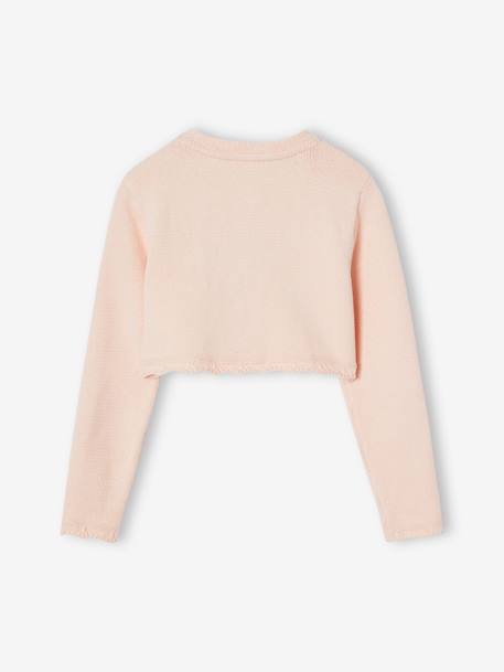 Kort meisjesvest met stikseldetails ecru+grijsblauw+lichtroze - vertbaudet enfant 
