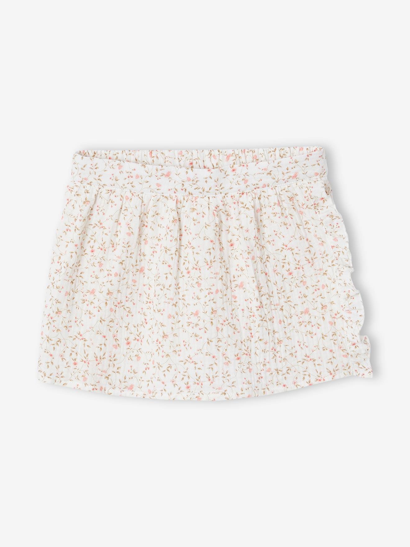 Feestelijk shortrokje voor meisjes met bloemen roze, bedrukt