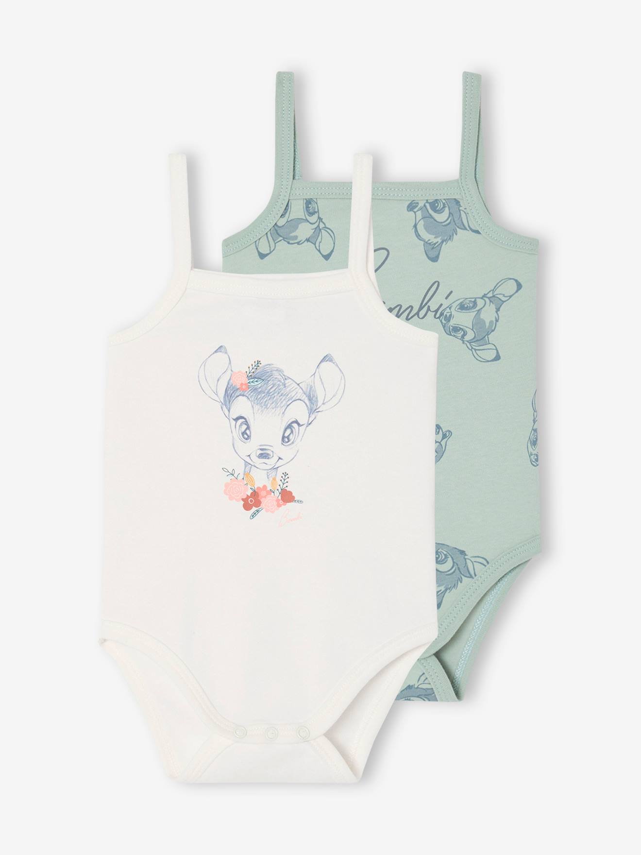 Set van 2 babyrompertjes met dunne schouderbandjes DISNEY® Bambi mintgroen afbeelding