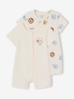 Baby-Pyjama, surpyjama-Set van 2 combishorts voor baby Jungle