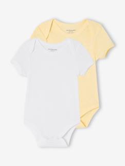 Baby-Body-Set van 2 rompertjes voor pasgeborene met korte mouwen van pointelle breisel