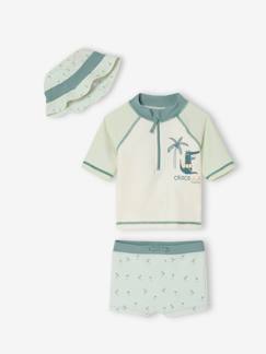 Baby-Badpak, strandaccessoires-Badpakset T-shirt met UV-bescherming + short + babyhoed