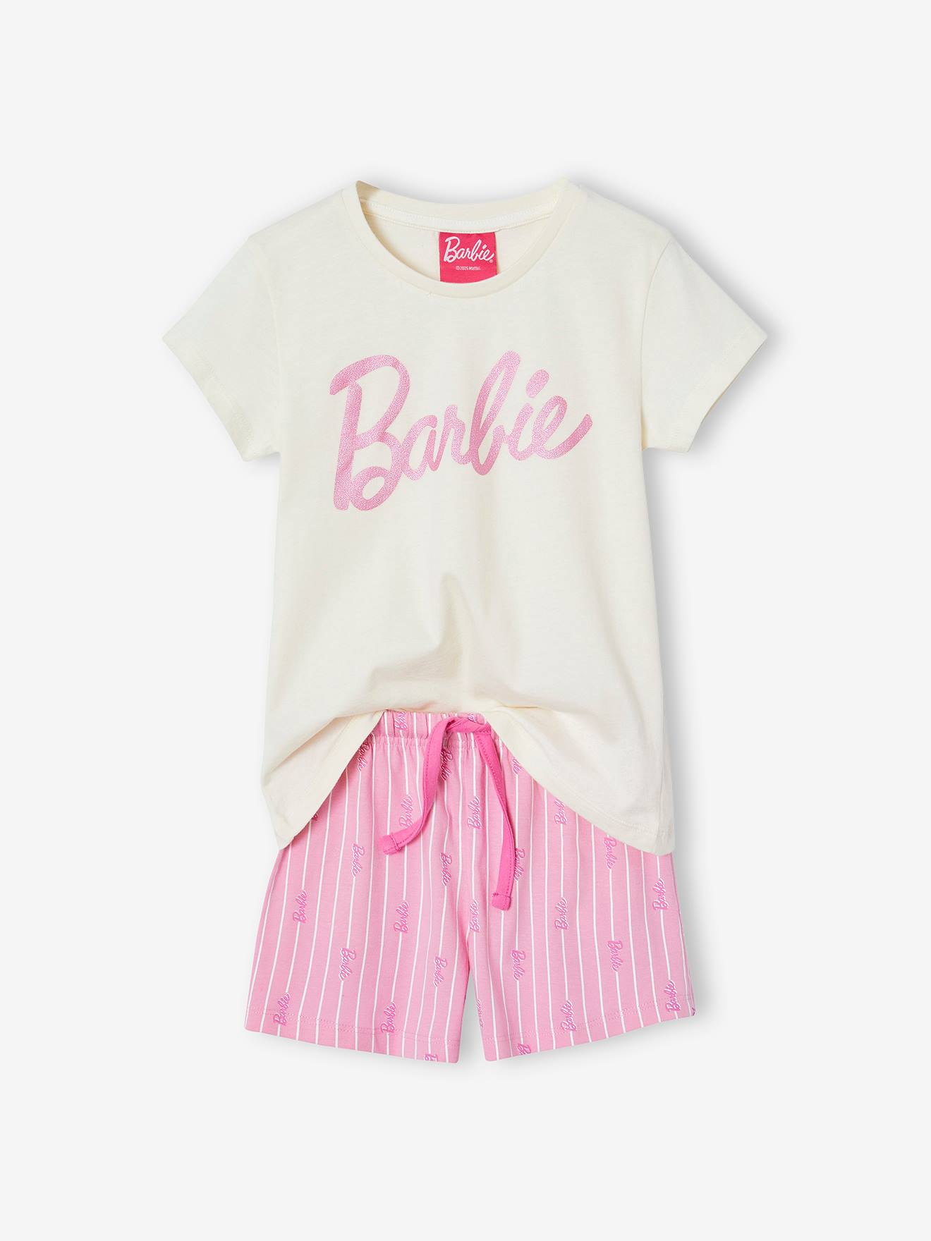 Kurzer Mรคdchen Schlafanzug BARBIE mit Glanzmotiv snoepjesroze
